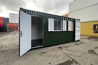 Open Personnel Door and Windows on Converted Office Container