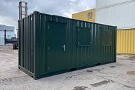 Personnel Door and Windows on Green Shipping Container