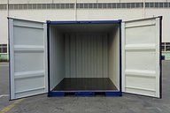 8ft Blue Shipping Container Doors Open